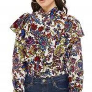 TOPSHOP ROKIT FLORAL RUFFLE BLOUSE SIZE US 8 BRAND NEW WITH TAGS WORN ON TV